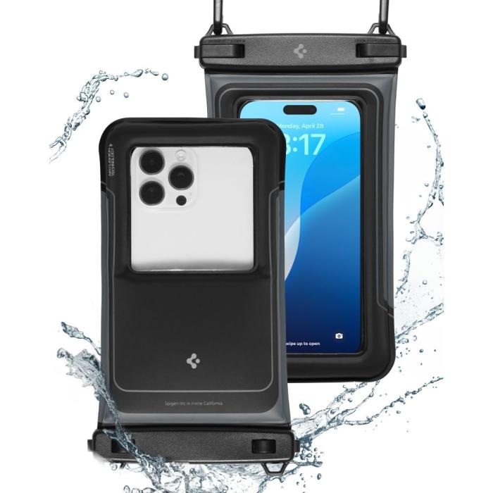 Bild 2, Spigen 2-PACK Universal Vattentät Påse / Mobilväska Svart