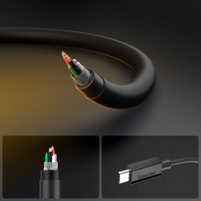 Bild 5, Spigen 2m 60W USB-C - USB-C Kabel Essential Svart