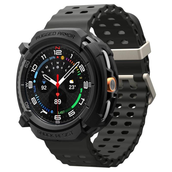 Bild 2, Spigen Galaxy Watch 8 46 mm Skal Rugged Armor Matt Svart
