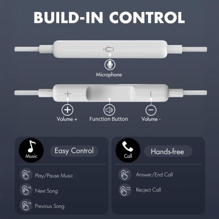 Bild 6, Tech-Protect In-Ear Hörlurar 3.5 mm AUX UltraBoost Vit