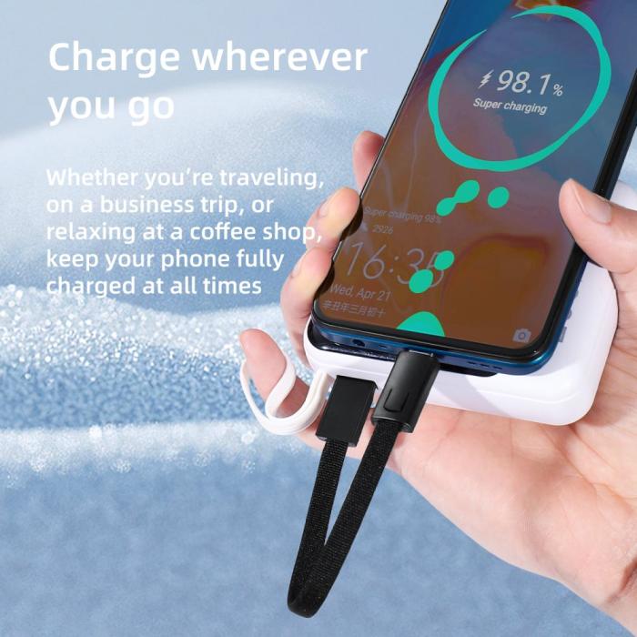 Bild 3, Tech-Protect 60W/3A PD USB-C - USB-C Kabel Nyckelring Iron Grey