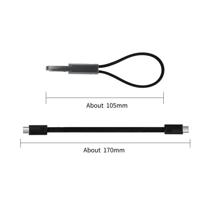 Bild 5, Tech-Protect 60W/3A PD USB-C - USB-C Kabel Nyckelring Iron Grey