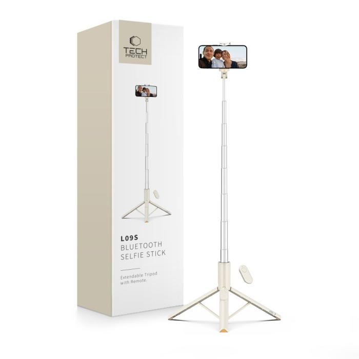 Bild 1, Tech-Protect 146 cm Bluetooth Selfiestick Tripod Beige