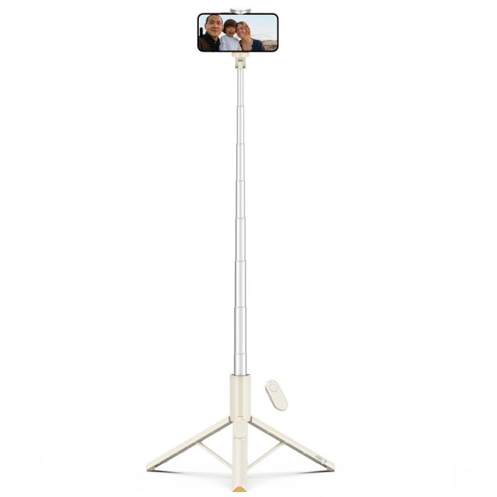 Bild 2, Tech-Protect 146 cm Bluetooth Selfiestick Tripod Beige