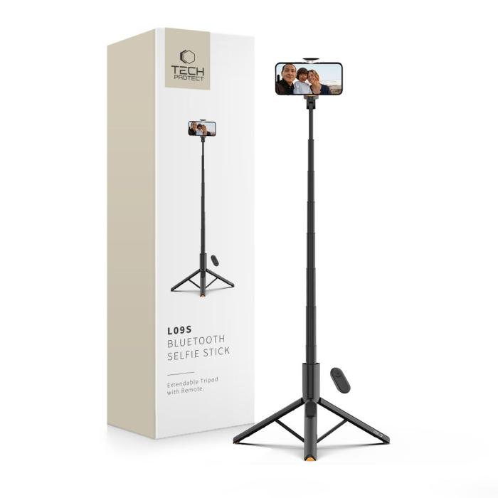 Bild 1, Tech-Protect 146 cm Bluetooth Selfiestick Tripod Svart