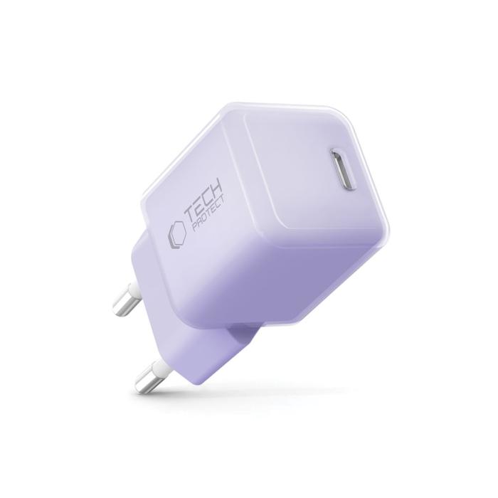 Bild 2, Tech-Protect 25W PD USB-C Väggladdare Baby Purple