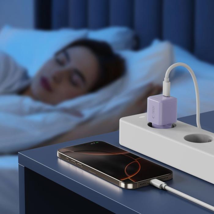 Bild 6, Tech-Protect 25W PD USB-C Väggladdare Baby Purple