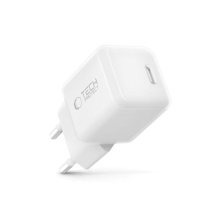Bild 2, Tech-Protect 25W PD USB-C Väggladdare Vit