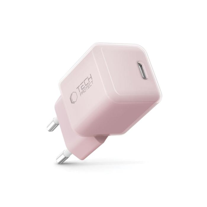 Bild 2, Tech-Protect 25W PD USB-C Väggladdare Baby Pink