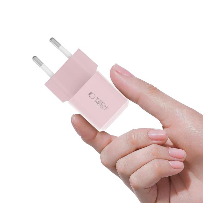 Bild 5, Tech-Protect 25W PD USB-C Väggladdare Baby Pink