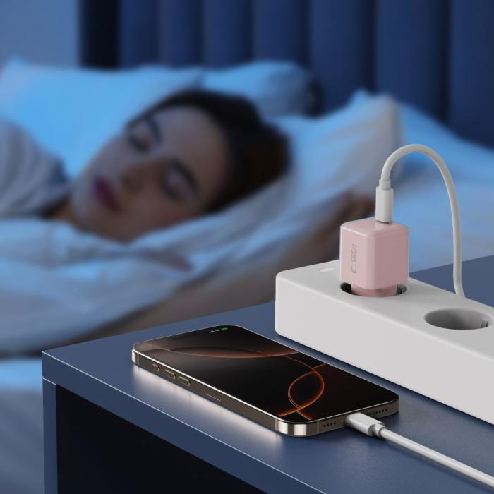 Bild 6, Tech-Protect 25W PD USB-C Väggladdare Baby Pink