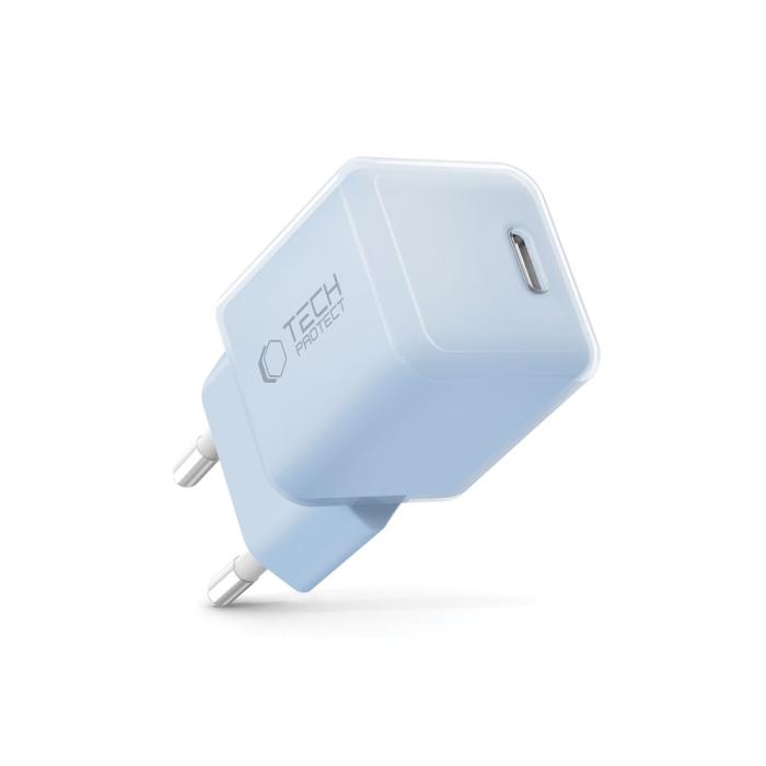 Bild 2, Tech-Protect 25W PD USB-C Väggladdare Baby Blue