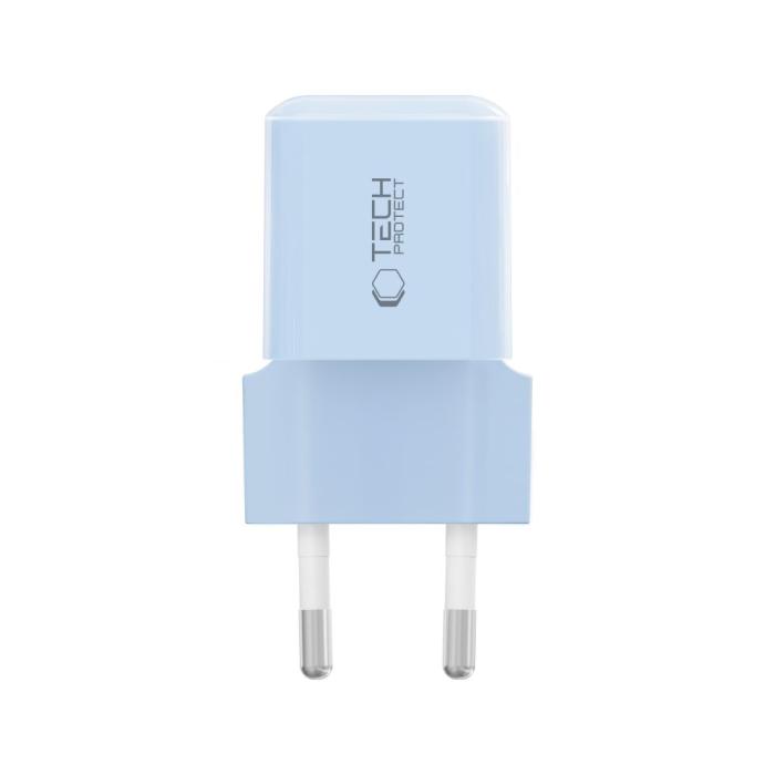 Bild 3, Tech-Protect 25W PD USB-C Väggladdare Baby Blue
