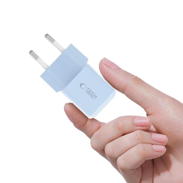 Bild 5, Tech-Protect 25W PD USB-C Väggladdare Baby Blue