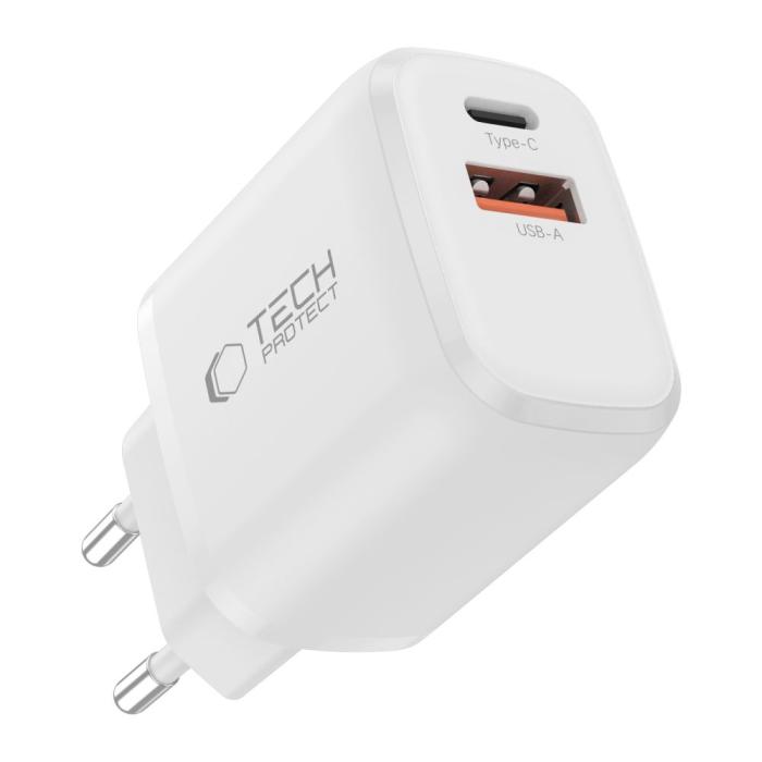 Bild 4, Tech-Protect 20W Väggladdare PD Inkl. USB-C - USB-C Kabel Vit