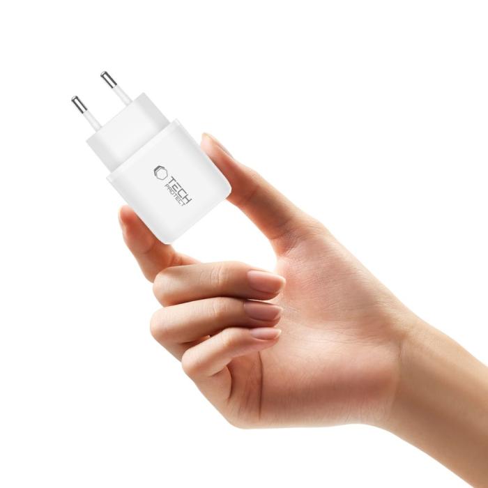 Bild 5, Tech-Protect 20W Väggladdare PD QC3.0 USB-C / USB-A Vit