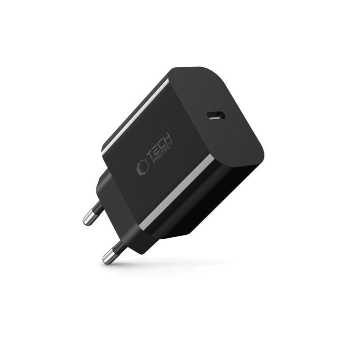 Bild 2, Tech-Protect 20W PD USB-C Väggladdare Svart
