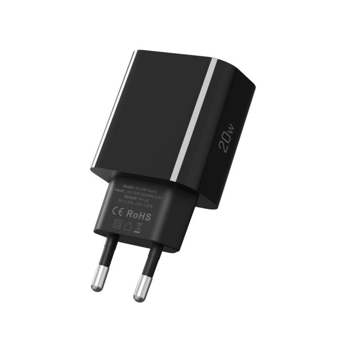 Bild 3, Tech-Protect 20W PD USB-C Väggladdare Svart