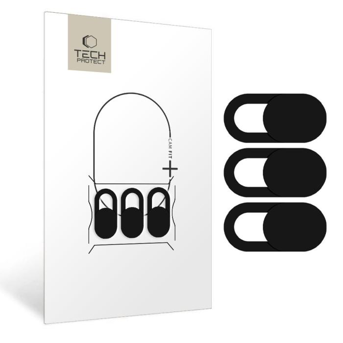Bild 1, Tech-Protect 3-PACK Kameraskydd För Laptop / Mobil / Surfplatta Svart