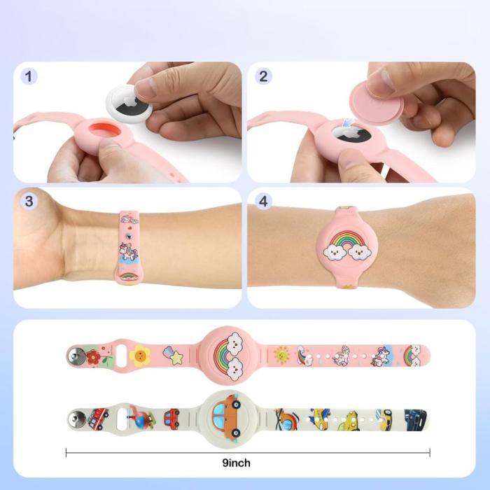 Bild 6, Tech-Protect 2-PACK Apple AirTag Armband För Barn Färgglad