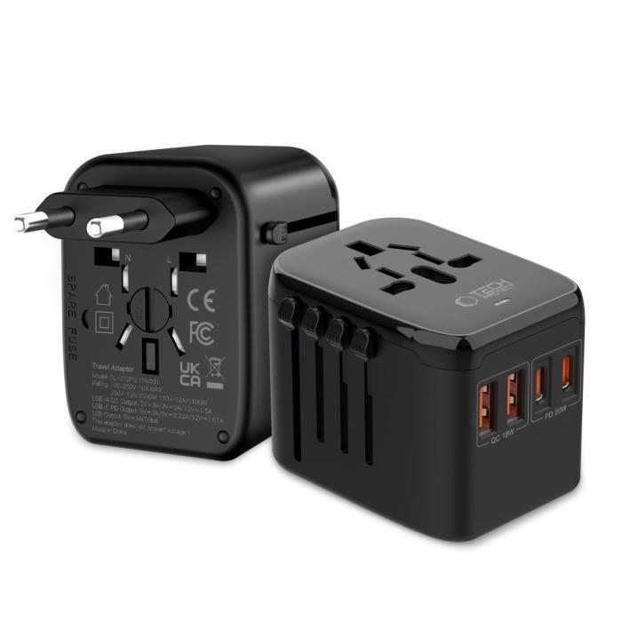 Bild 2, Tech-Protect Reseadapter EU / UK / US / AU Svart