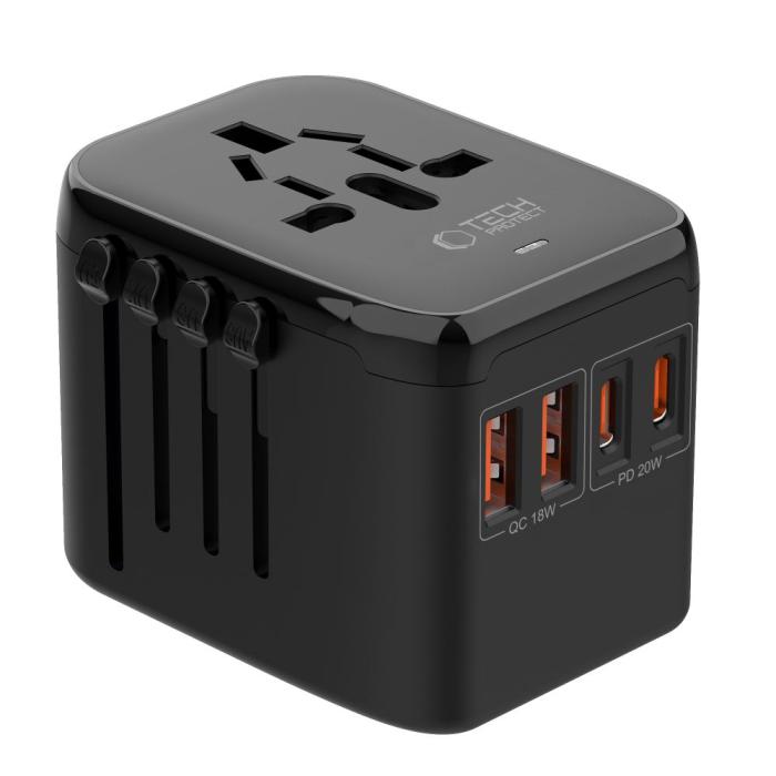 Bild 3, Tech-Protect Reseadapter EU / UK / US / AU Svart