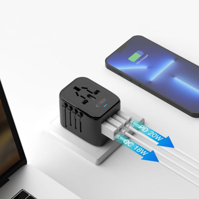 Bild 4, Tech-Protect Reseadapter EU / UK / US / AU Svart