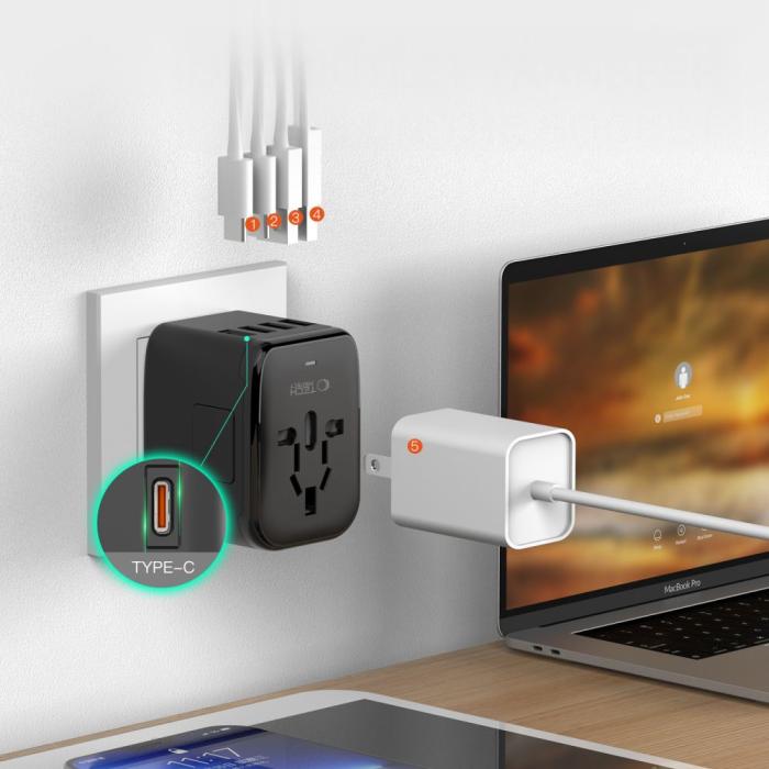 Bild 6, Tech-Protect Reseadapter EU / UK / US / AU Svart