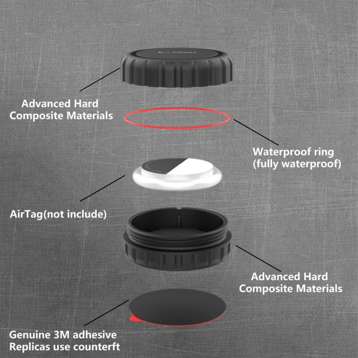 Bild 5, Tech-Protect Apple AirTag Hållare 3M Tejpfästning Svart