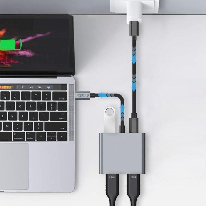Bild 6, Tech-Protect 4in1 USB-C Hub USB-C / USB-A / HDMI / Space Grey