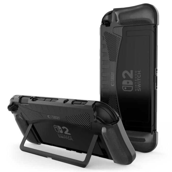 Bild 1, Tech-Protect Nintendo Switch 2 Skal Kickstand TPU Carbon Svart