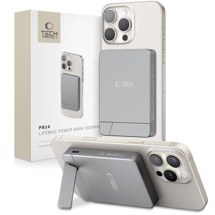 Bild 1, Tech-Protect 5000 mAh MagSafe Powerbank LifeMag Space Grey