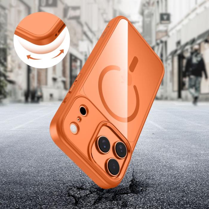 Bild 5, Tech-Protect iPhone 17 Pro Skal MagSafe MagMat Cosmic Orange/Clear