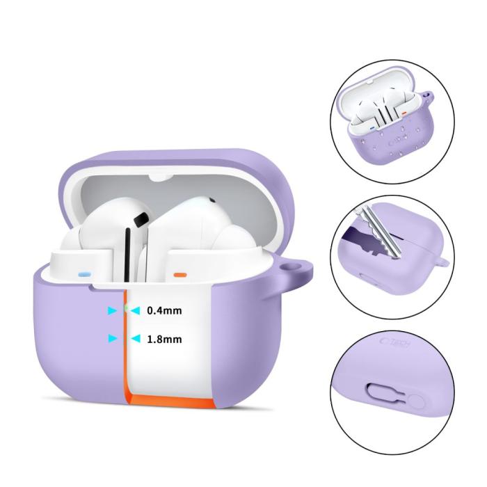 Bild 2, Tech-Protect Samsung Galaxy Buds 3 / 3 Pro / 3 FE Skal Silikon Hook Lavender