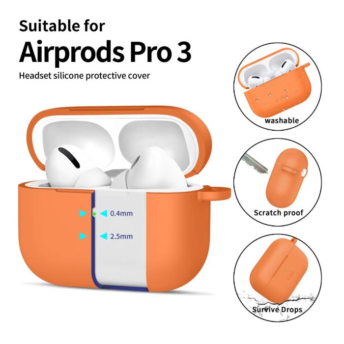 Bild 4, Tech-Protect AirPods Pro 3 Skal Silikon Hook Cosmic Orange