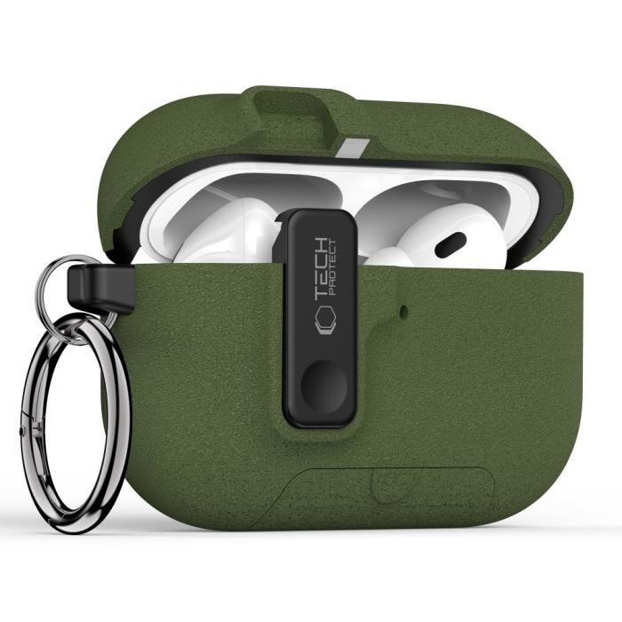 Bild 2, Tech-Protect AirPods Pro 3 Skal Slim Hook Olive Green