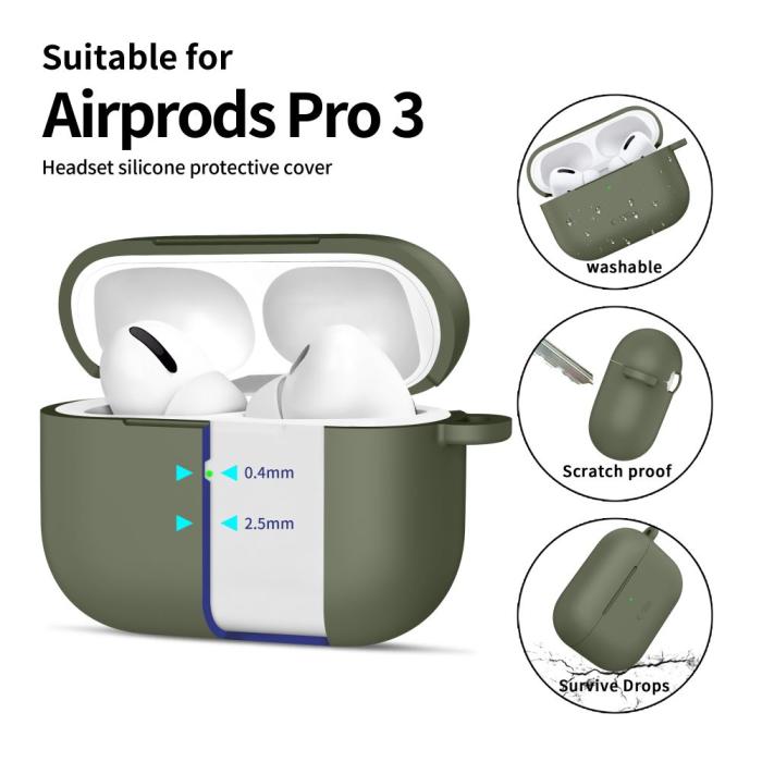 Bild 4, Tech-Protect AirPods Pro 3 Skal Silikon Hook Olive Green