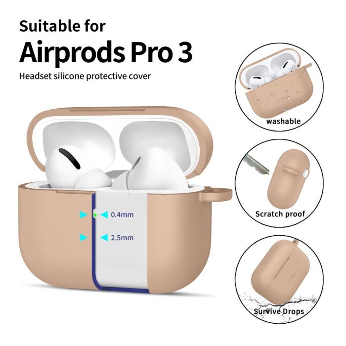 Bild 4, Tech-Protect AirPods Pro 3 Skal Silikon Hook Caffe Latte
