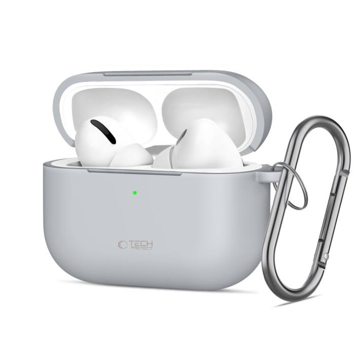 Bild 1, Tech-Protect AirPods Pro 3 Skal Silikon Hook Crayon Grey