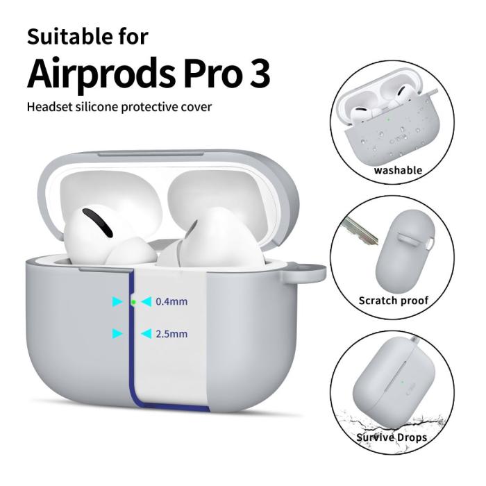 Bild 4, Tech-Protect AirPods Pro 3 Skal Silikon Hook Crayon Grey