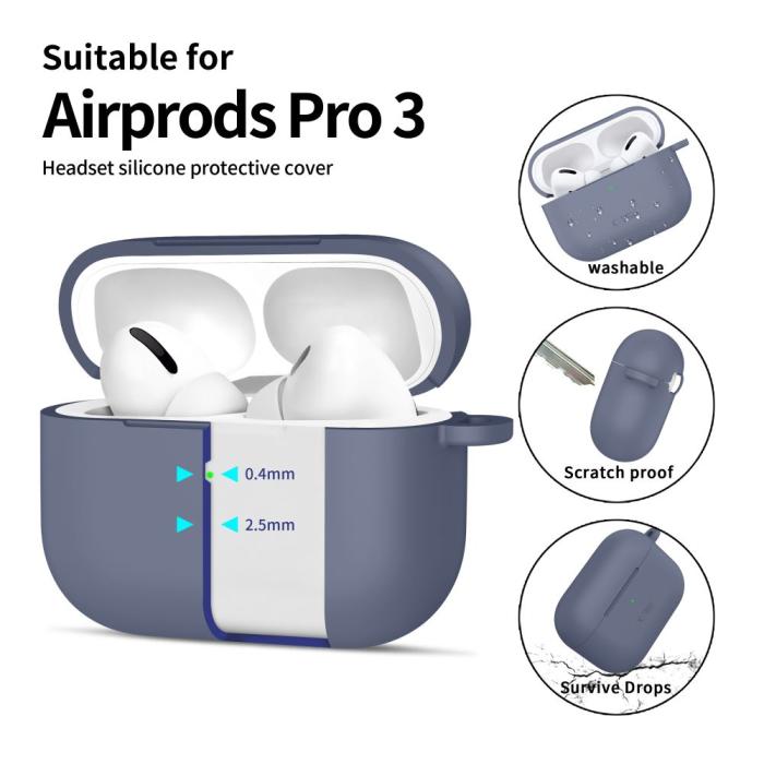 Bild 4, Tech-Protect AirPods Pro 3 Skal Silikon Hook Baby Blue