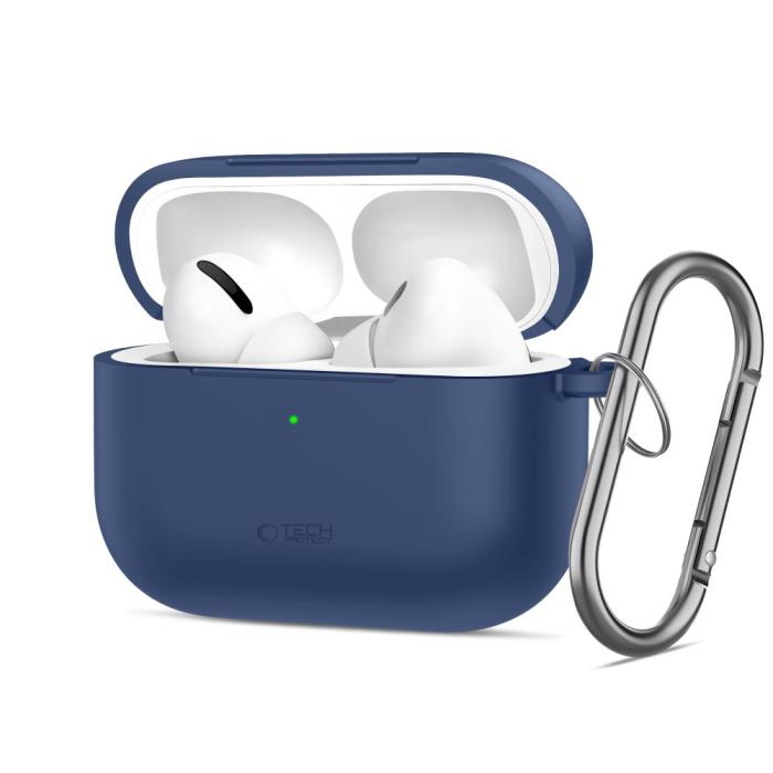 Bild 1, Tech-Protect AirPods Pro 3 Skal Silikon Hook Navy Blue