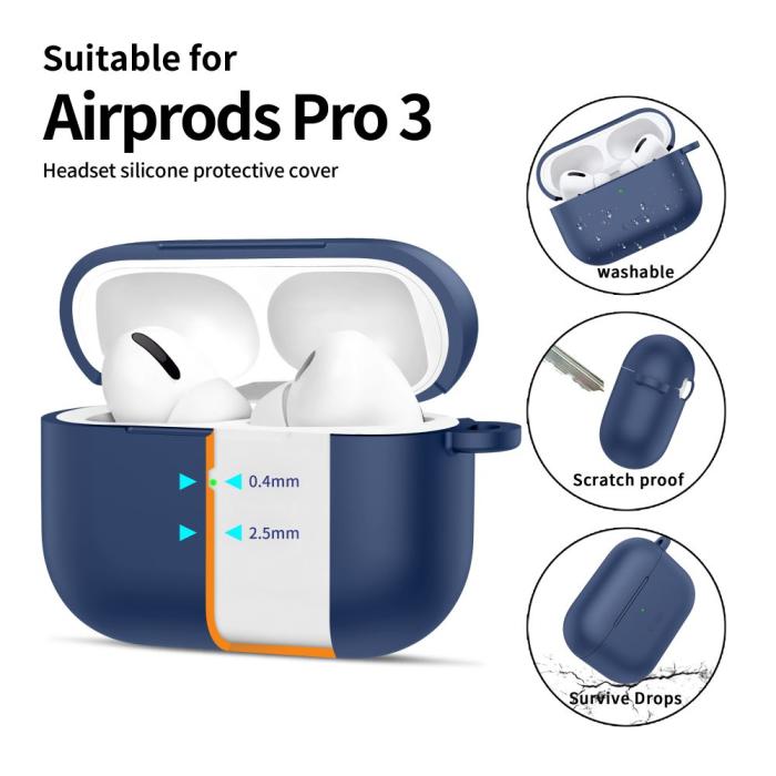Bild 4, Tech-Protect AirPods Pro 3 Skal Silikon Hook Navy Blue