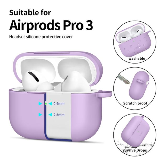 Bild 4, Tech-Protect AirPods Pro 3 Skal Silikon Hook Lavender