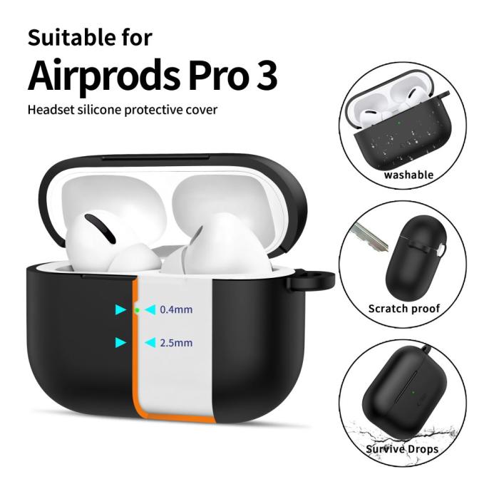 Bild 4, Tech-Protect AirPods Pro 3 Skal Silikon Hook Svart