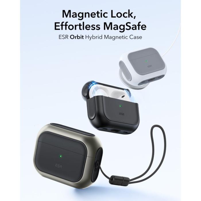 Bild 2, ESR AirPods Pro 3 Skal MagSafe Orbit HaloLock Titanium
