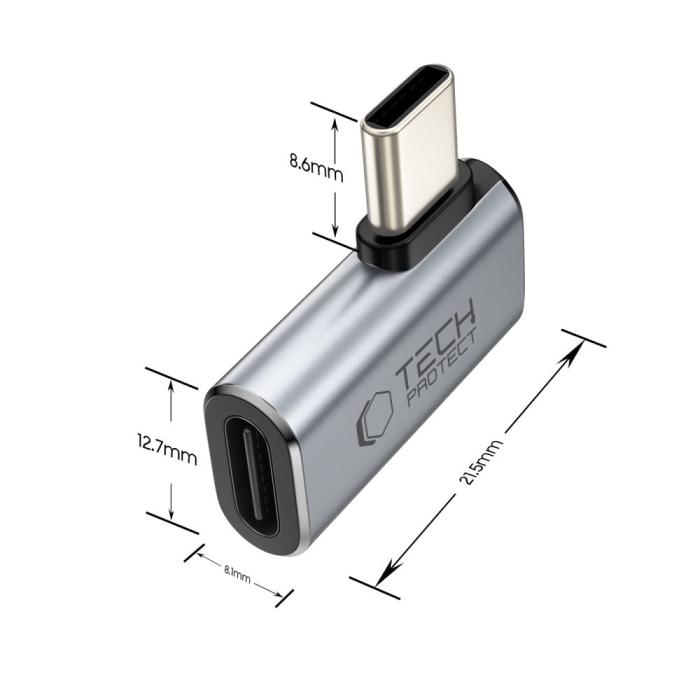 Bild 2, Tech-Protect USB-C - USB-C Adapter UltraBoost Grå