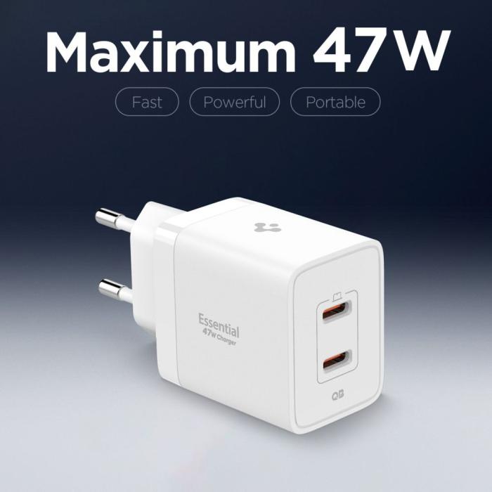 Bild 4, Spigen 47W Väggladdare USB-C Essential Vit