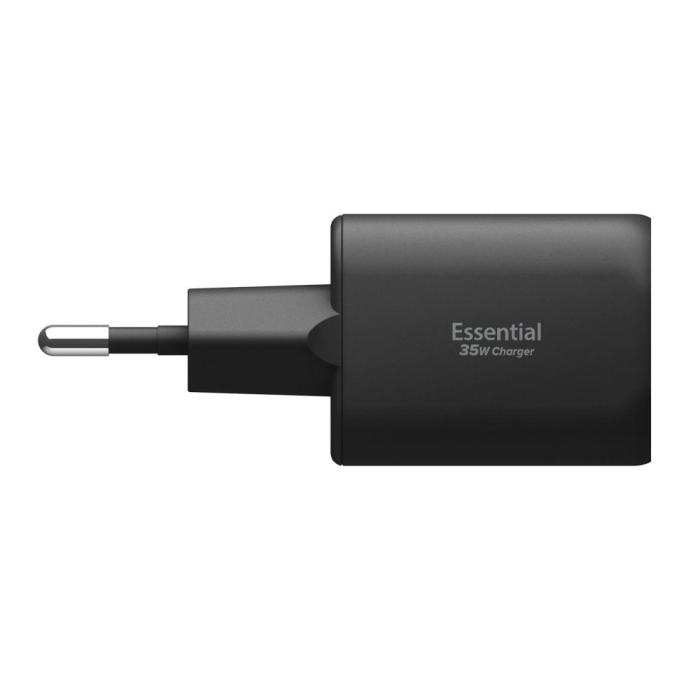Bild 3, Spigen 35W Väggladdare USB-C / USB-A Essential Svart
