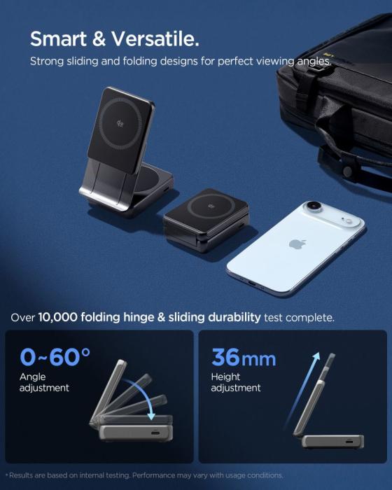 Bild 5, Spigen Qi2.2 Trådlös 2in1 Magnetisk MagSafe Laddare Svart